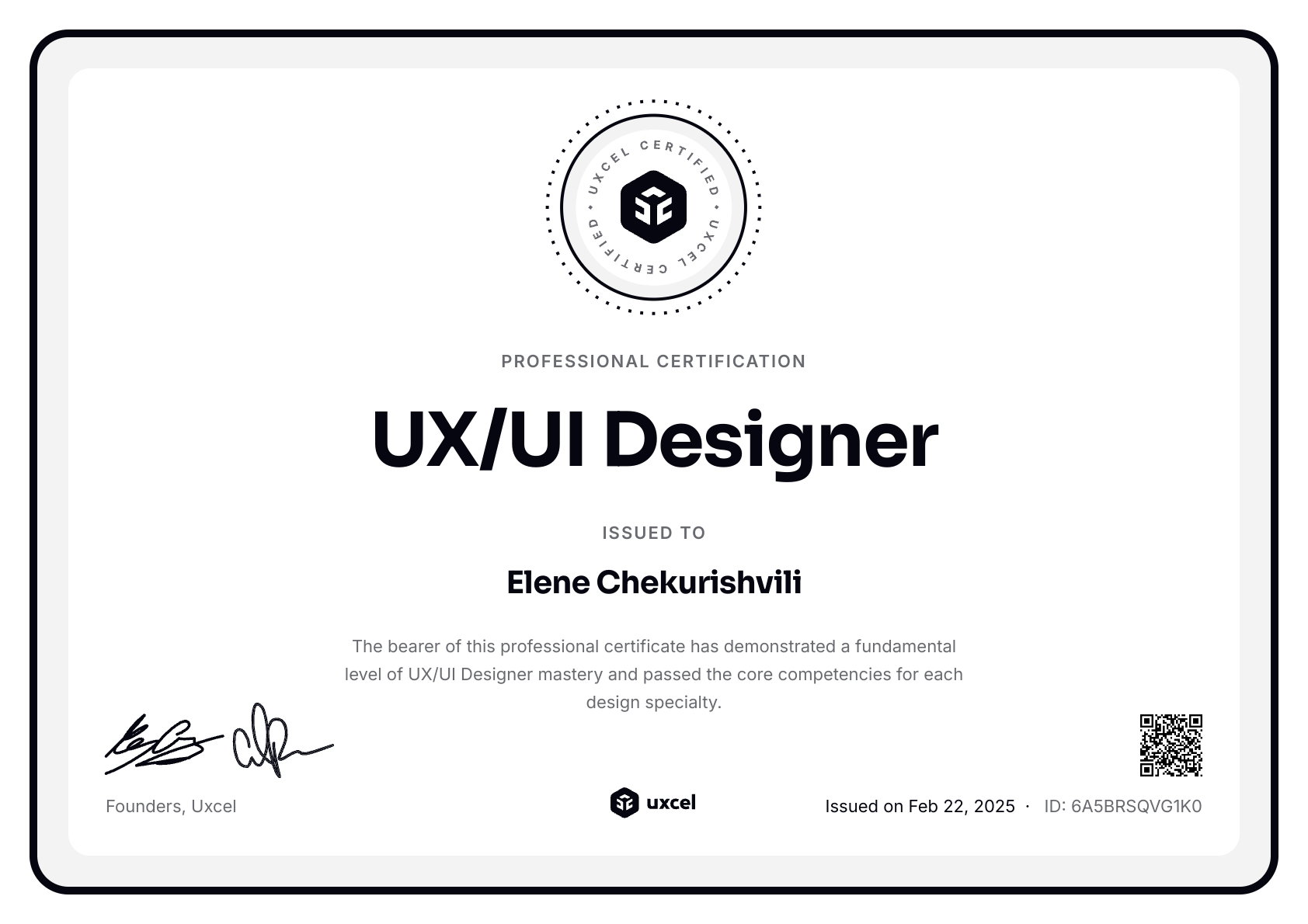 Elene Chekurishvili's certificate